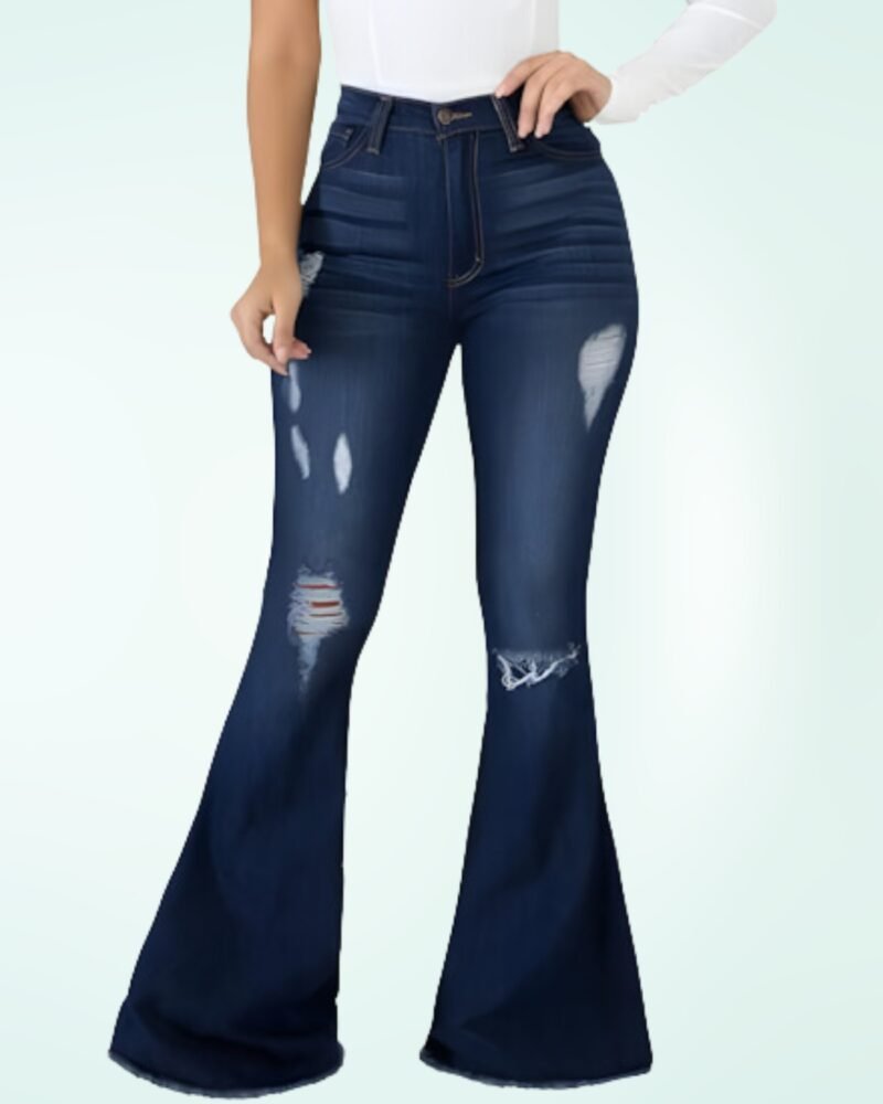 Bell Bottom Jeans for Women Ripped High Waisted Classic Flared Pants - Image 5