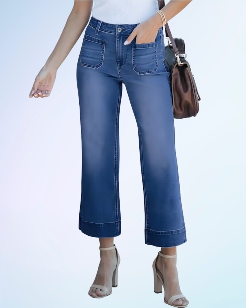 Luvamia Wide Leg Women Trendy High Waisted Flare Jeans Cropped Denim Pants - Image 5