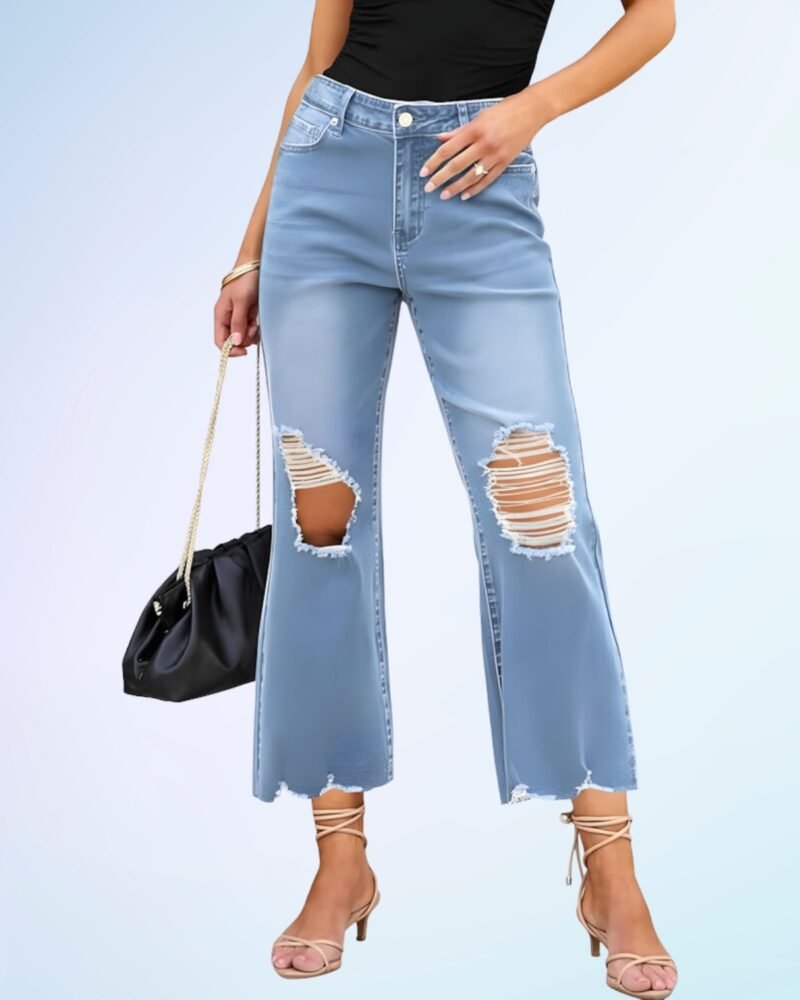 Luvamia Wide Leg Jeans for Women Trendy High Waisted Flare Ripped Cropped Jeans - Image 5