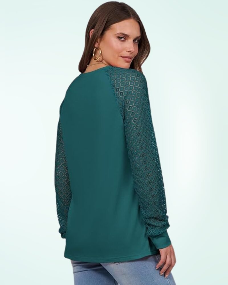 Anrabess Long Sleeve, V-Neck Lace Tops Business Casual Blouses Trendy - Image 3