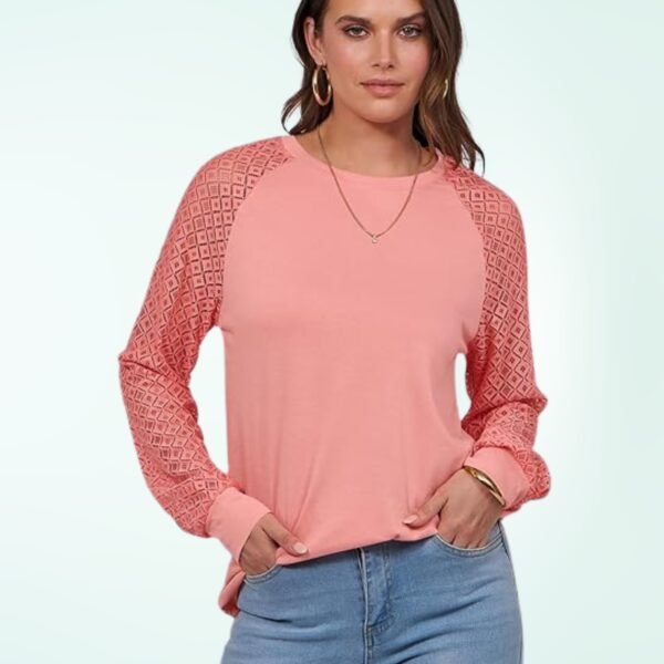 Anrabess Long Sleeve, V-Neck Lace Tops Business Casual Blouses Trendy