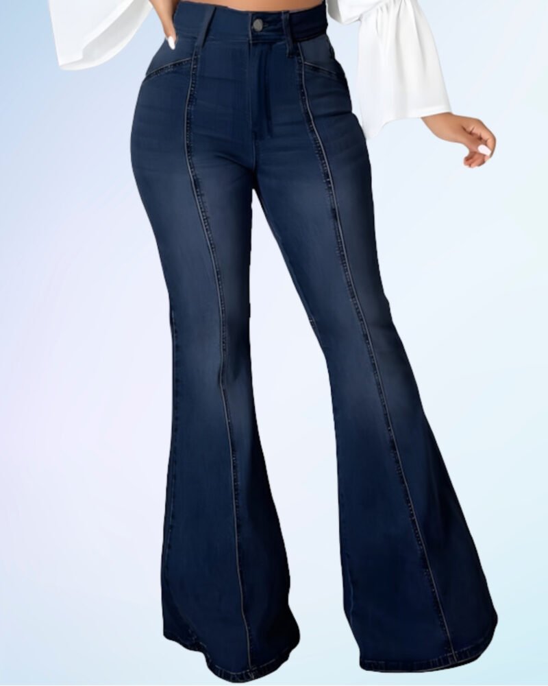 CuteCherry Bell Bottom Jeans for Women Ripped Skinny Bell Bottom Raw Hem Denim Pants - Image 2