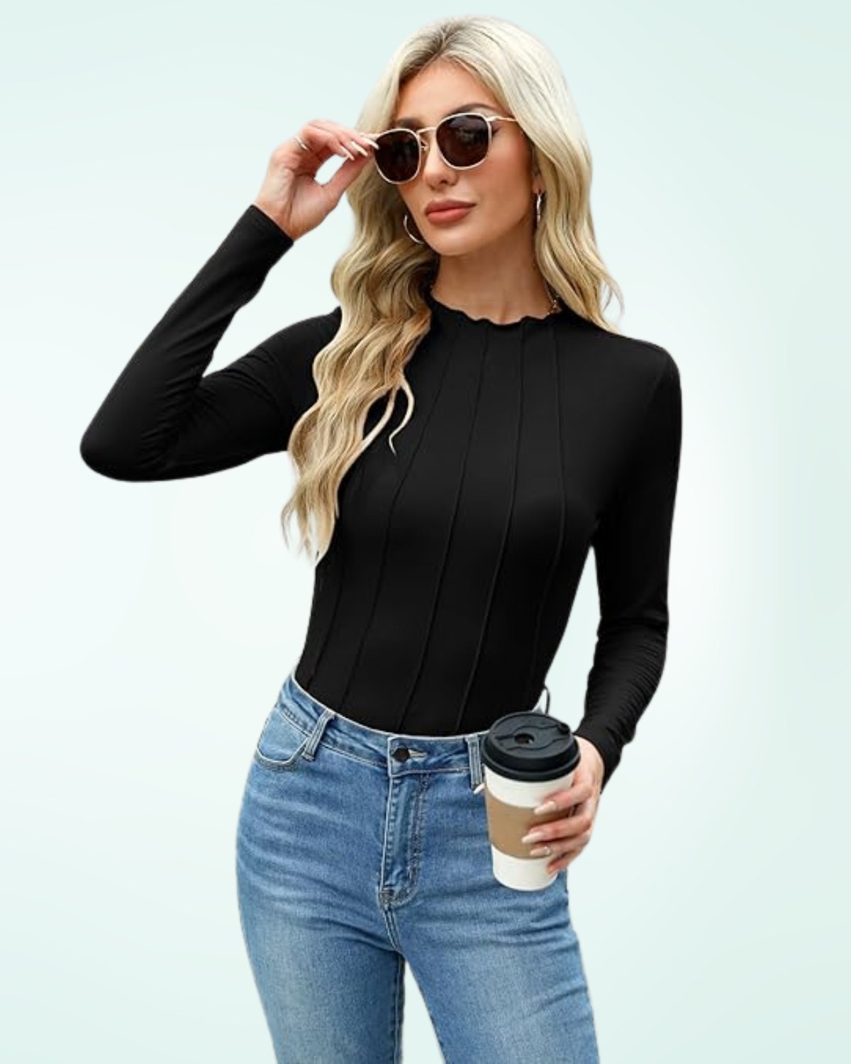 Zeagoo Womens Long Sleeve T Shirts Casual Mock Neck Tops Fall Pleated