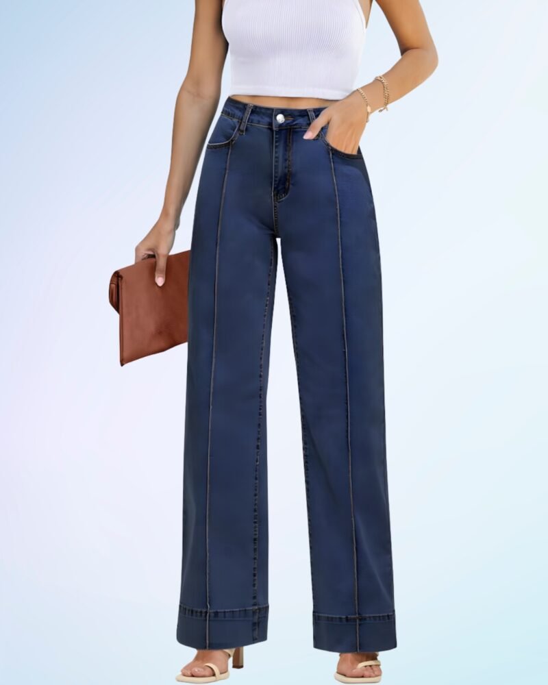 Luvamia Wide Leg Jeans for Women Trendy High Waist Straight Leg Baggy Jeans Stretchy Denim Pants