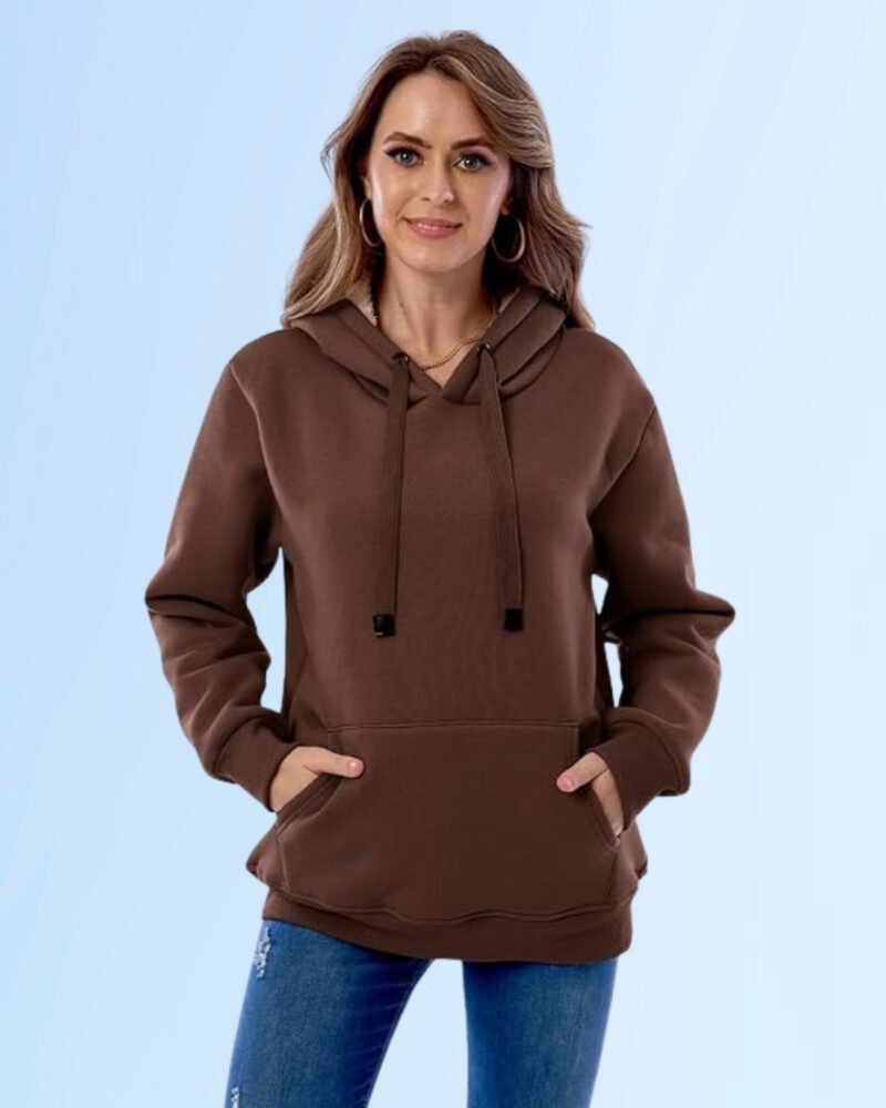 Haellun Womens Casual Winter Warm Fleece Sherpa Lined Pullover Hooded - Image 2