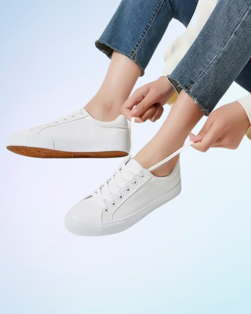 SERNIAL Womens White Tennis Shoes PU Leather Sneakers Casual Walking Shoes for Women