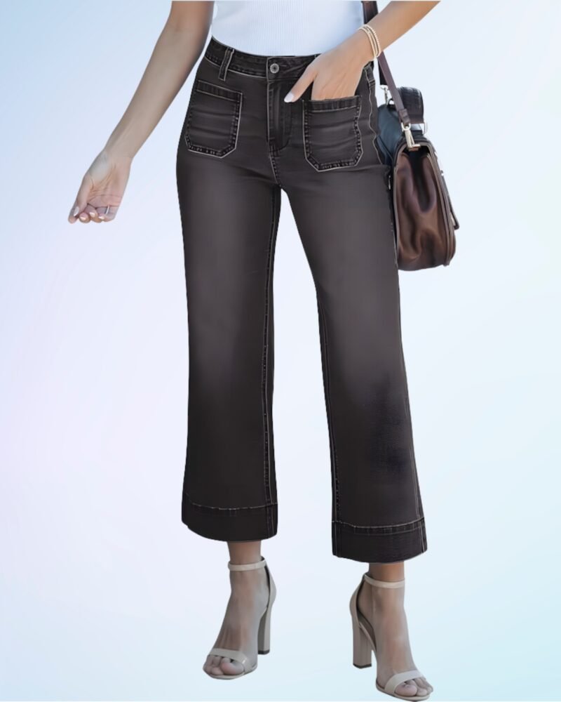 Luvamia Wide Leg Women Trendy High Waisted Flare Jeans Cropped Denim Pants - Image 3