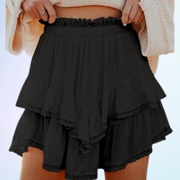 Flowy Short for Women Casual Boho Ruffle Tiered Skirts High Waist Mini Skirts