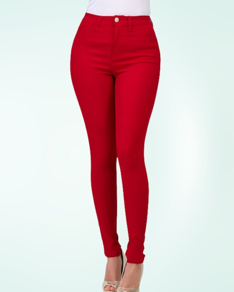 High Waisted-Rise Colored Stretch Skinny Destroyed Ripped Distressed Jeans - Image 3