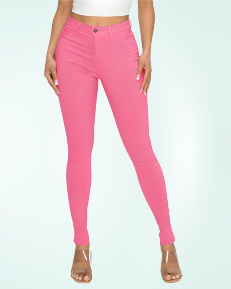 High Waisted-Rise Colored Stretch Skinny Destroyed Ripped Distressed Jeans - Image 2