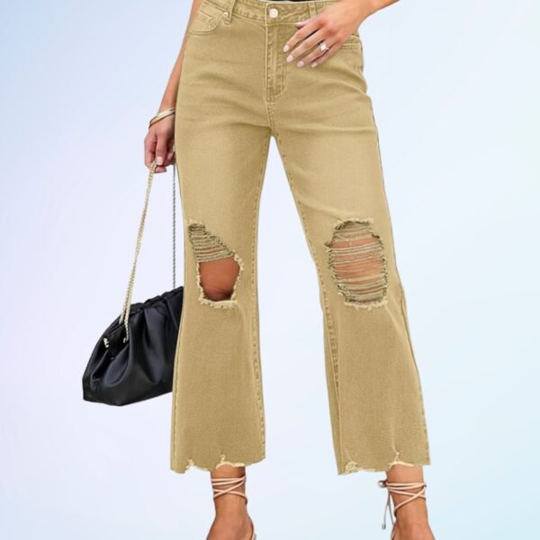 Luvamia Wide Leg Jeans for Women Trendy High Waisted Flare Ripped Cropped Jeans