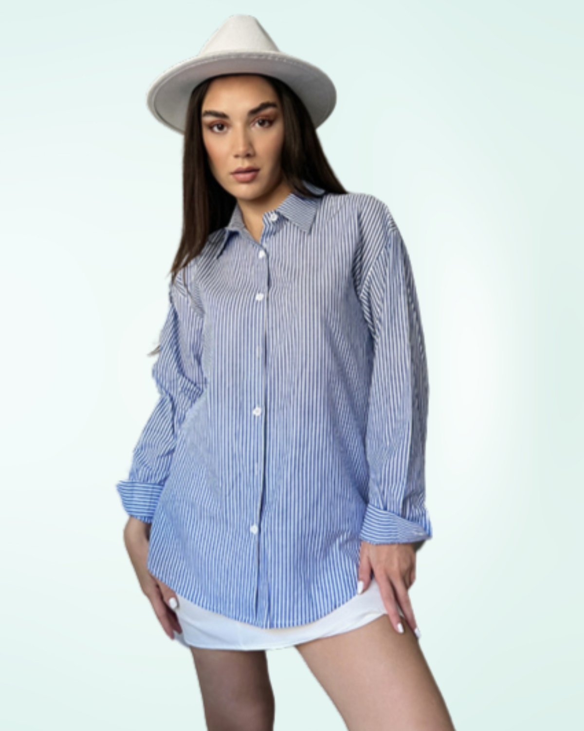 Zeagoo Striped Button Down Shirts for Women Casual Loose Long Sleeve Shirts Business Work Tunic Top