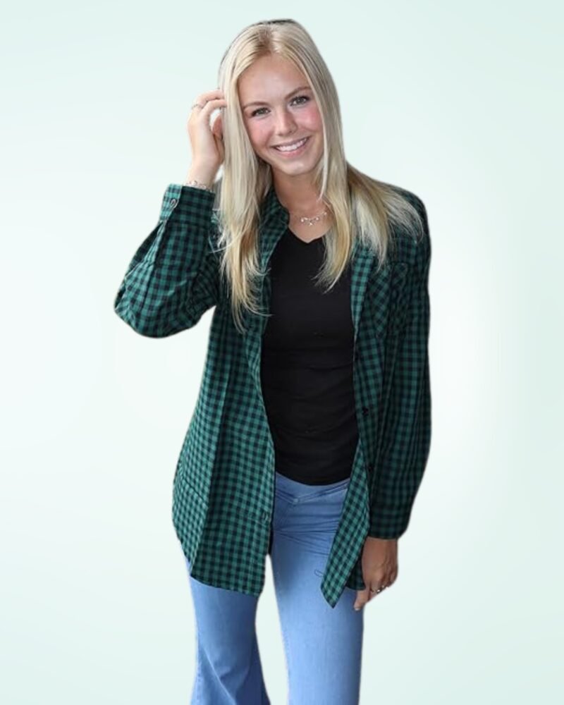 Zeagoo Long Sleeve Plaid Shirt for Women Button Down Shirts Buffalo Shackets Business Casual Blouses - Image 4