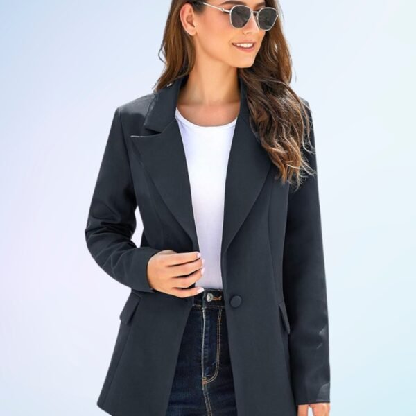 Luvamia Women's Casual Long Sleeve Lapel Button Slim Work Office Blazer Jacket