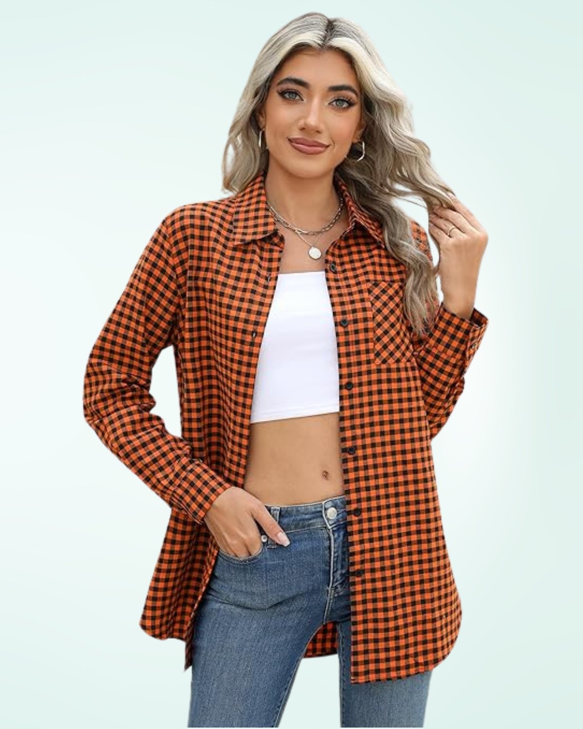 Zeagoo Long Sleeve Plaid Shirt for Women Button Down Shirts Buffalo Shackets Business Casual Blouses