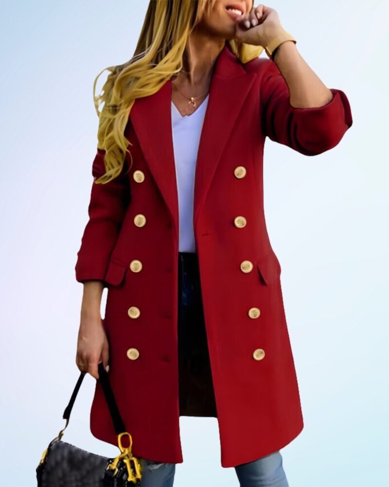 IDEALSANXUN Womens Fall Winter Wool Coats Double Breasted Midi Peacoat Trench Coats - Image 5