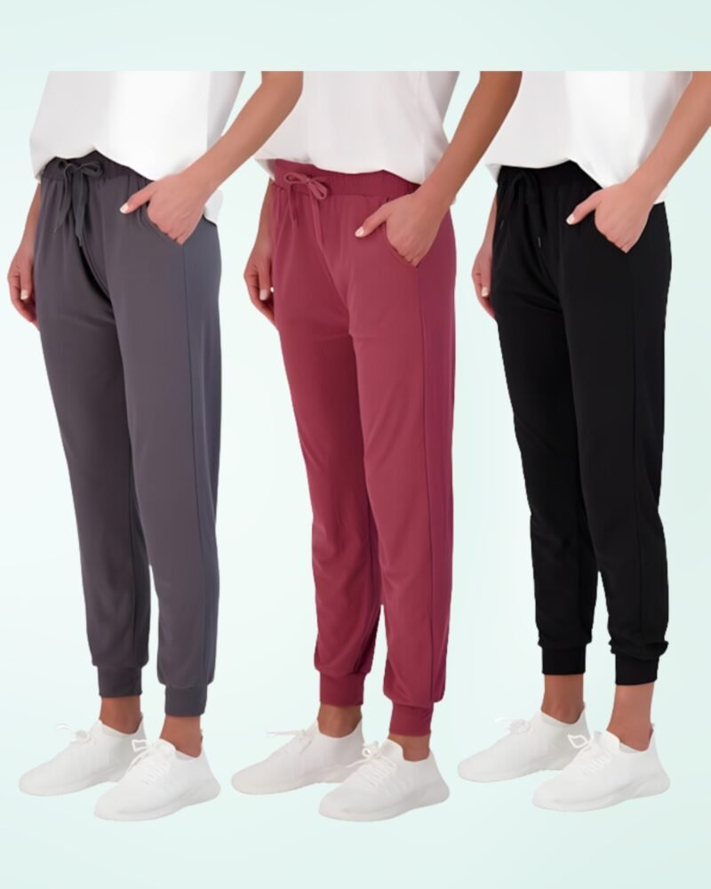 Real Essentials 3 Pack: Women's Ultra-Soft Lounge Joggers Sweatpants Athletic Yoga Pants with Pockets (Available in Plus) - Image 5