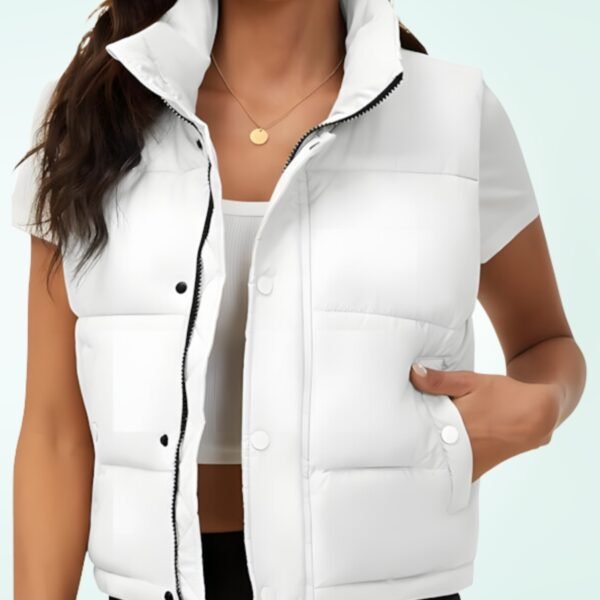 Fengbay Womens Puffer Vest Sleeveless Puffy Cropped Vests Stand Collar Vest Lightweight Bubble Quilted Vest