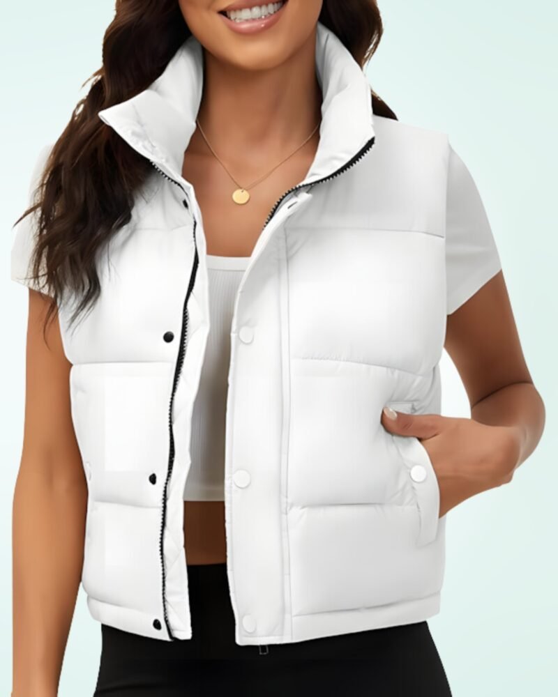 Fengbay Womens Puffer Vest Sleeveless Puffy Cropped Vests Stand Collar Vest Lightweight Bubble Quilted Vest