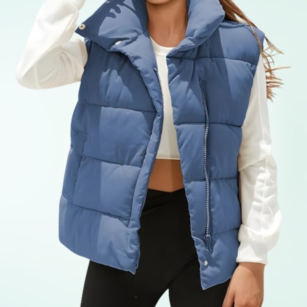 Himosyber Womens Puffer Vest Sleeveless Casual Loose Winter Warm Lightweight Stand Collar Down Jacket Coats