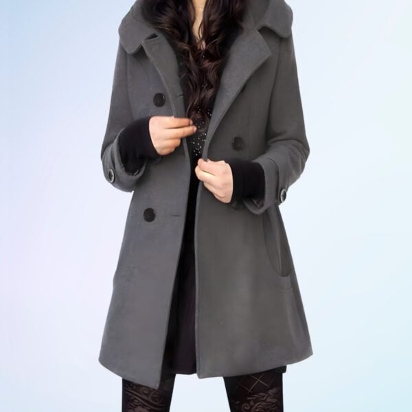 Tanming Women's Warm Double Breasted Wool Pea Coat Trench Coat Jacket with Hood