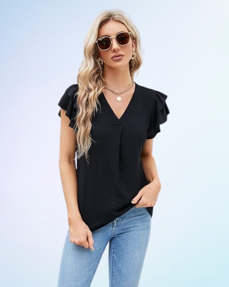 Blooming Jelly Womens Dressy Casual Shirts Short Sleeve V Neck Work Blouse Business Casual Tops - Image 4