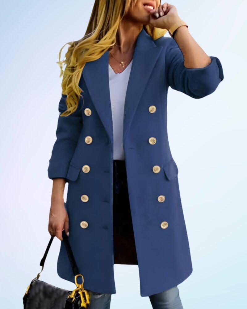 IDEALSANXUN Womens Fall Winter Wool Coats Double Breasted Midi Peacoat Trench Coats