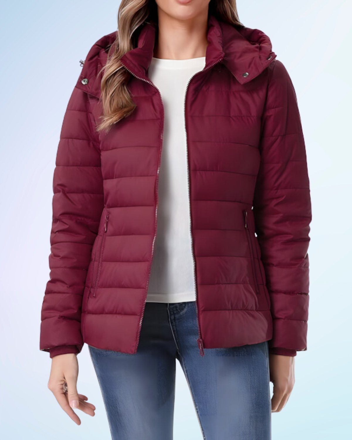 Women's Waterproof Puffer Jacket Quilted Warm Winter Coat Ultra Light Weight Short Down Jacket