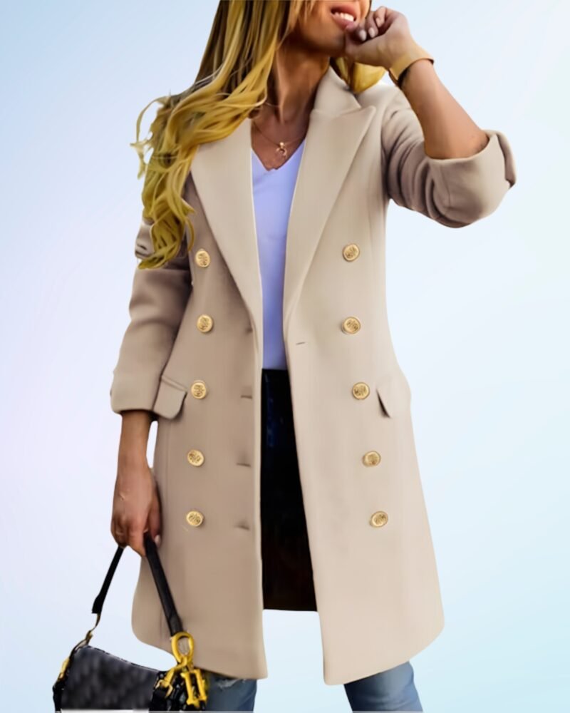 IDEALSANXUN Womens Fall Winter Wool Coats Double Breasted Midi Peacoat Trench Coats - Image 2