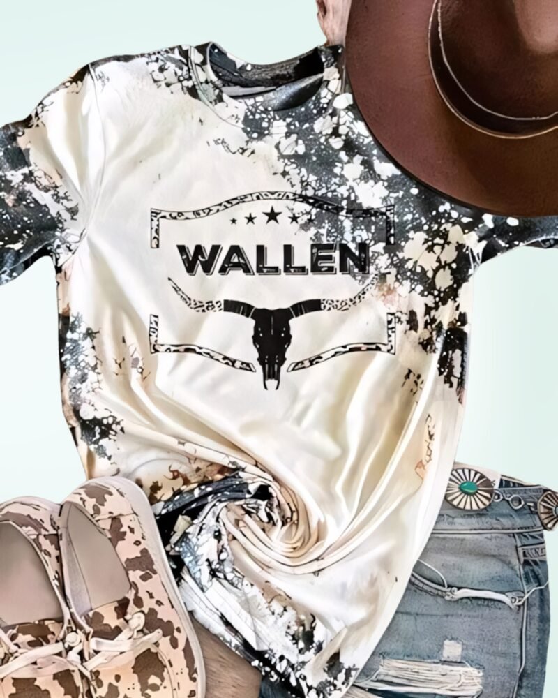 Retro Steer Skull Western T-Shirt Women Vintage Country Music Shirt Cute Cowgirl Graphic Cowboy Tees Tops - Image 2