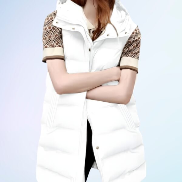 Tanming Women's Long Puffer Vest Casual Sleeveless Puffy Jacket with Removable Hood