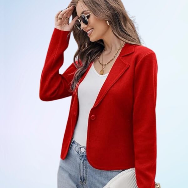 GRACE KARIN Women Sweater Blazer Casual Work Croppped Cardigan Lightweight Button Front Short Knit Blazer Jacket S-XXL