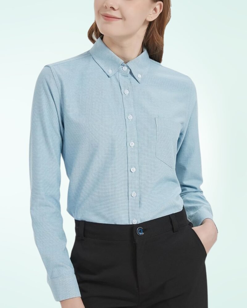 MGWDT Button Down Shirt Women Long Sleeve Blouse Oxford Shirt Classic-Fit Cotton Tops Wrinkle Resistant (2XS-3XL) - Image 3