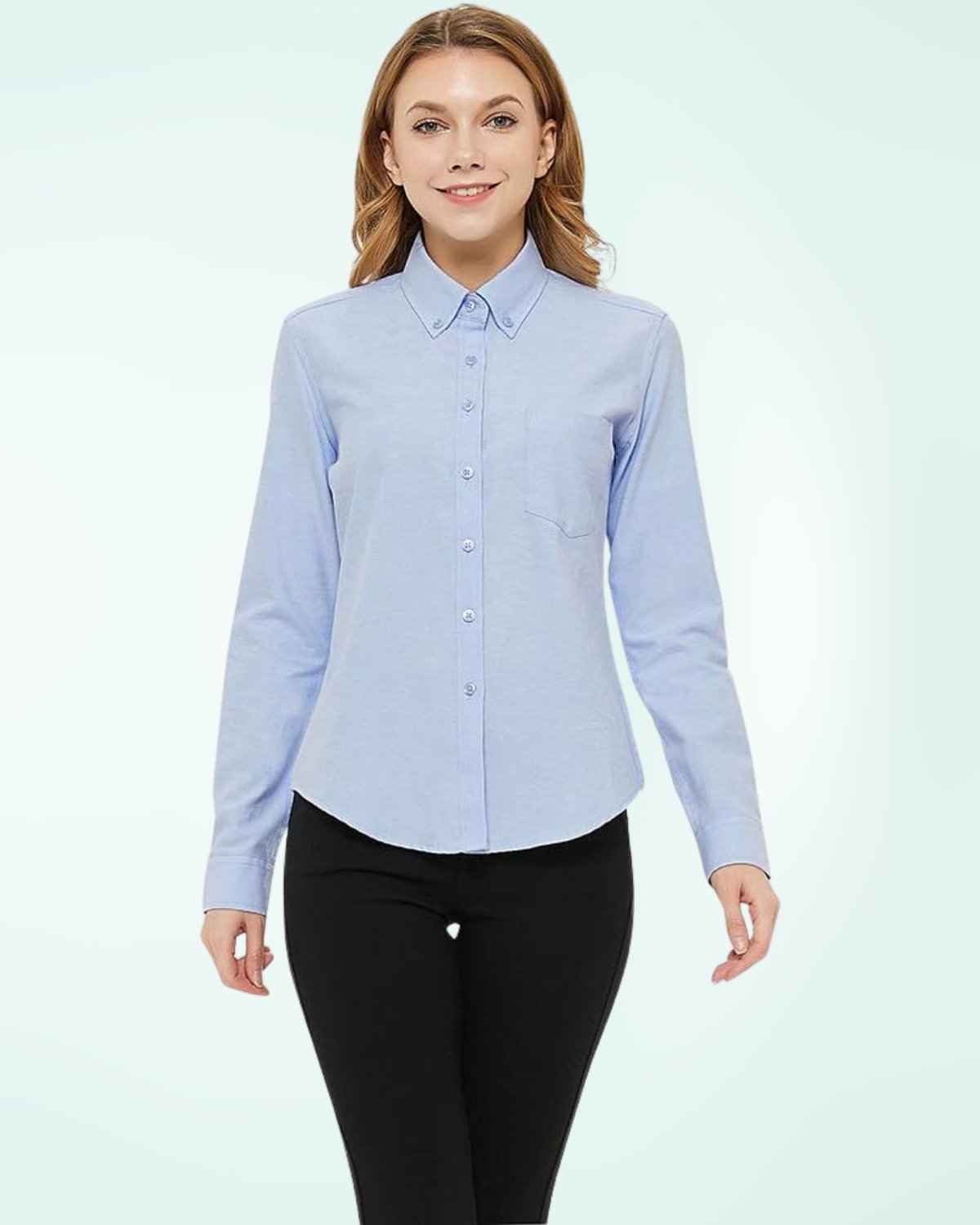 MGWDT Button Down Shirt Women Long Sleeve Blouse Oxford Shirt Classic-Fit Cotton Tops Wrinkle Resistant (2XS-3XL)