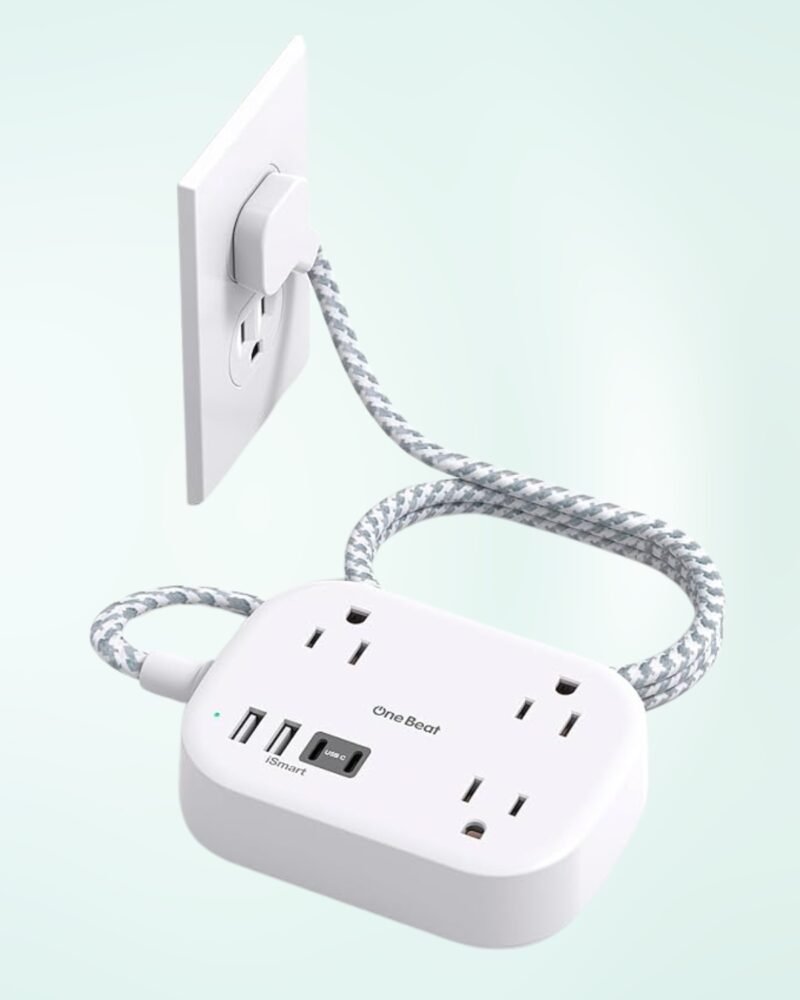 Cruise Ship Essentials, Travel Power Strip with USB C, Flat Plug Extension Cord with 3 Outlets 4 USB Ports