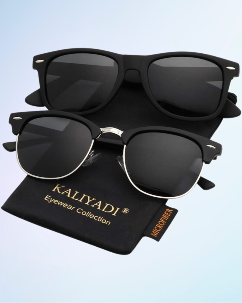 KALIYADI Polarized Sunglasses for Men and Women Semi-Rimless Frame Driving Sun glasses UV Blocking