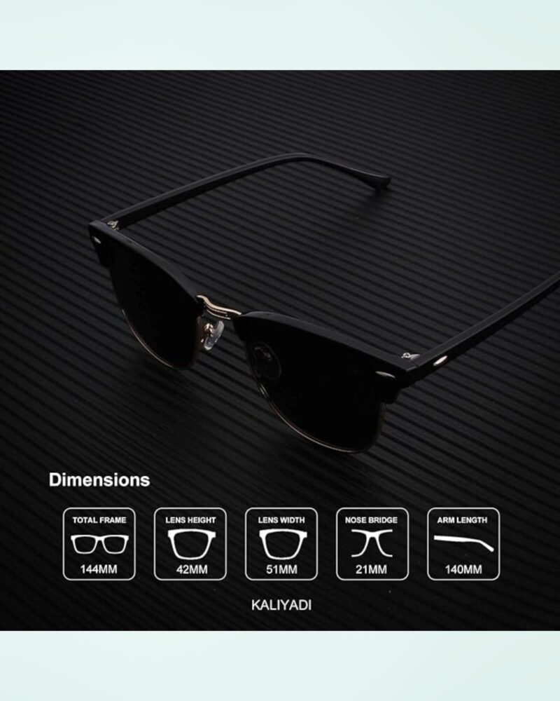 KALIYADI Sunglasses Men Polarized Sunglasses for Men Women Unisex Semi-Rimless Frame Retro Driving Sun Glasses UV Blocking - Image 3