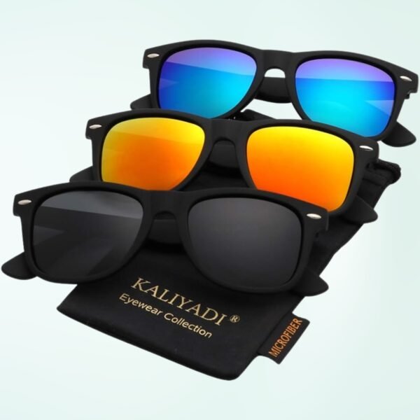 KALIYADI Polarized Sunglasses for Men and Women Matte Finish Sun glasses Color Mirror Lens UV Blocking (3 Pack)