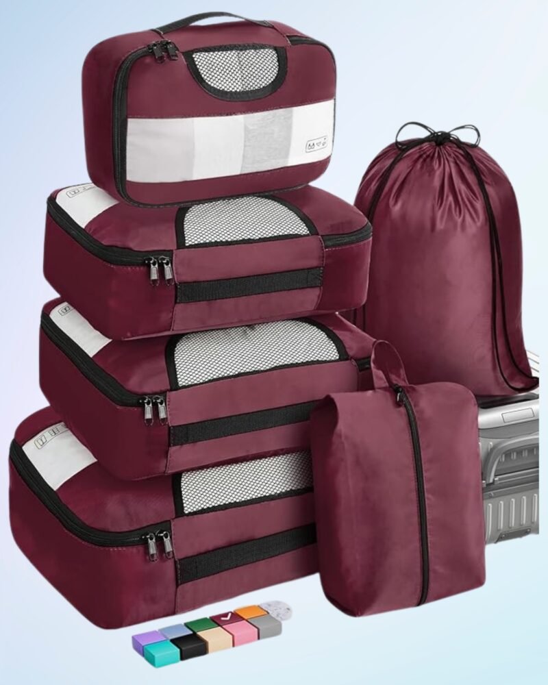 Veken 6 Set Packing Cubes for Suitcases, Travel Organizer Bags for Carry on Luggage - Image 2